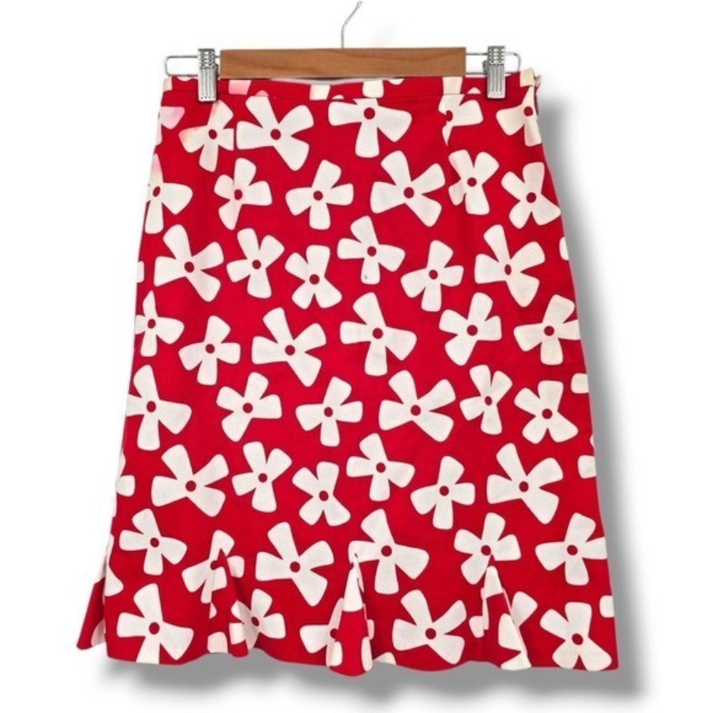 Allan Waller Floral Print Skirt A-Line Tulip Hem Made in Italy‎ Size 6